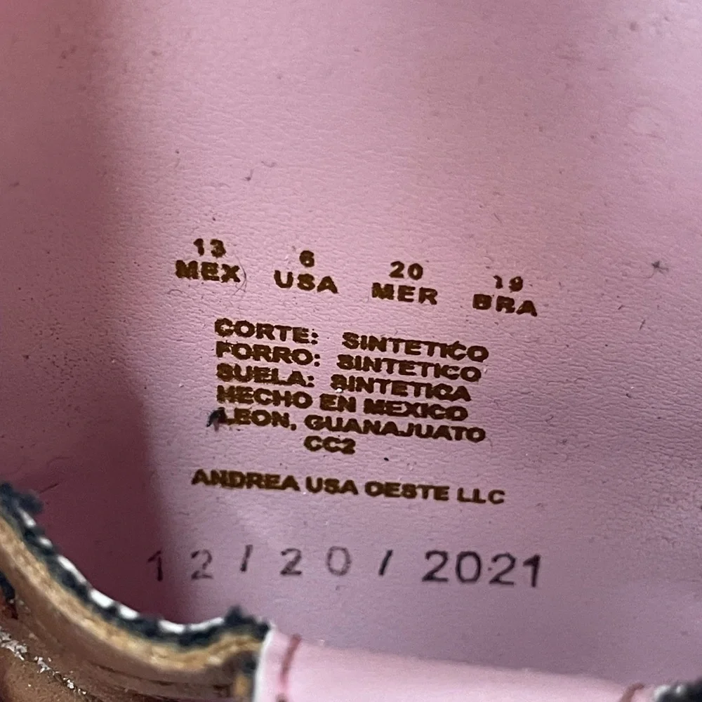 ANDREA FENZI Baby girl Mary Jane style Brown Shoes with Pink Details size 6